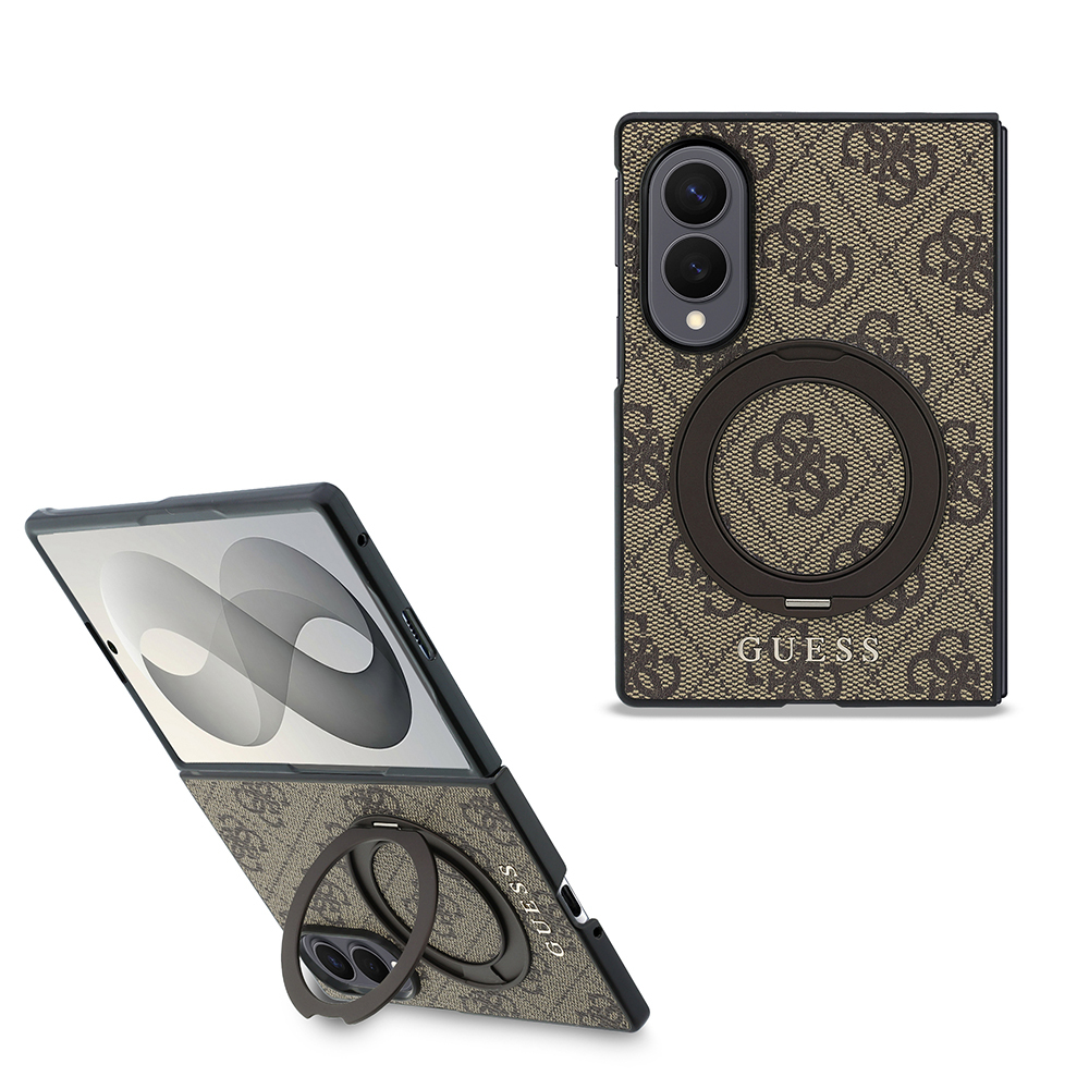 Galaxy Z Fold 8 Kılıf Guess Orjinal Lisanslı M-safe Şarj Özellikli 360 Derece Dönebilen Standlı PU Metal Logolu Kapak - 1