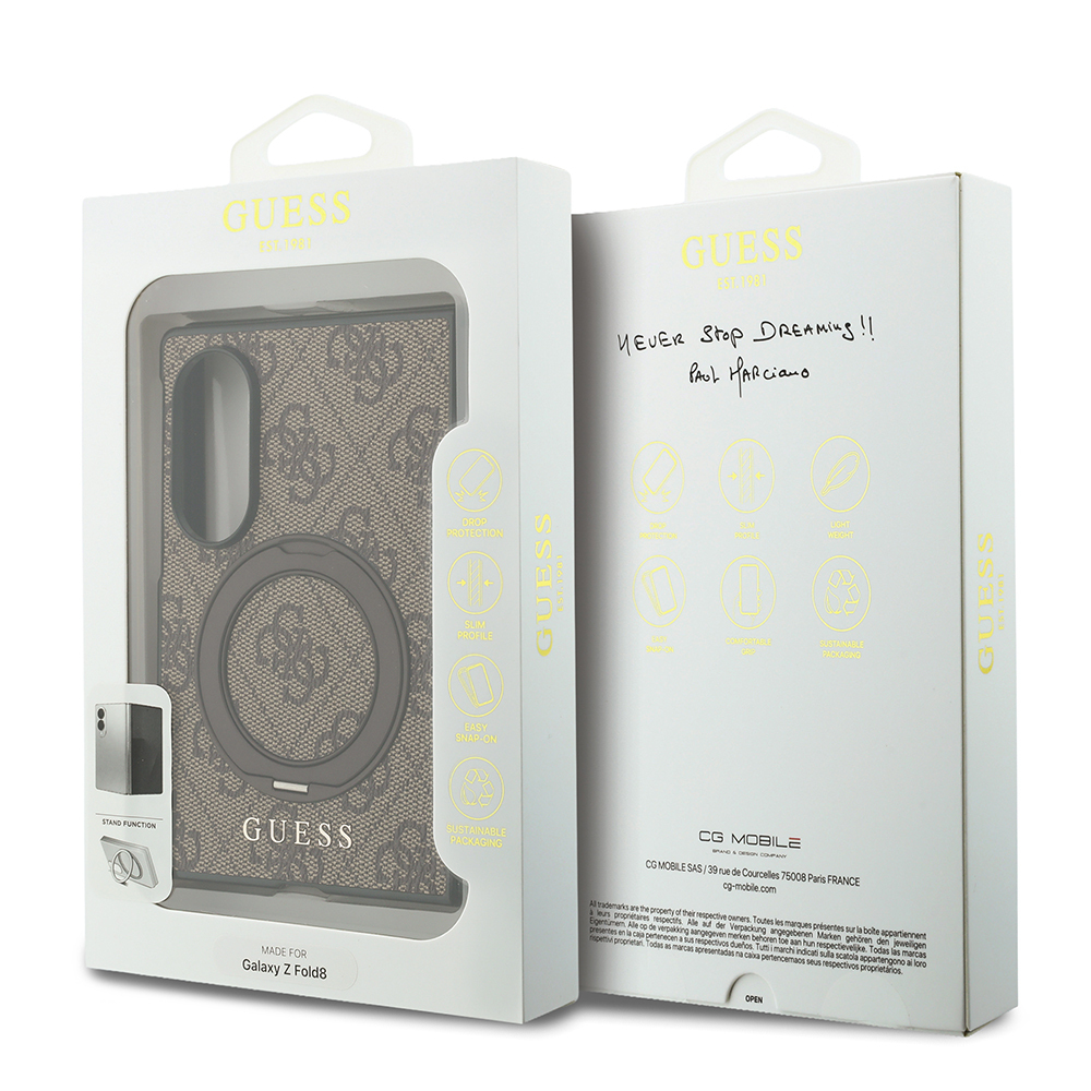 Galaxy Z Fold 8 Kılıf Guess Orjinal Lisanslı M-safe Şarj Özellikli 360 Derece Dönebilen Standlı PU Metal Logolu Kapak - 7