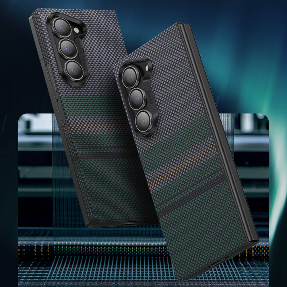 Samsung Galaxy Z Fold 6 Uyumlu Kılıf Karbon Fiber Tasarımlı Benks Aurora ArmorAir Kevlar Kapak - 4