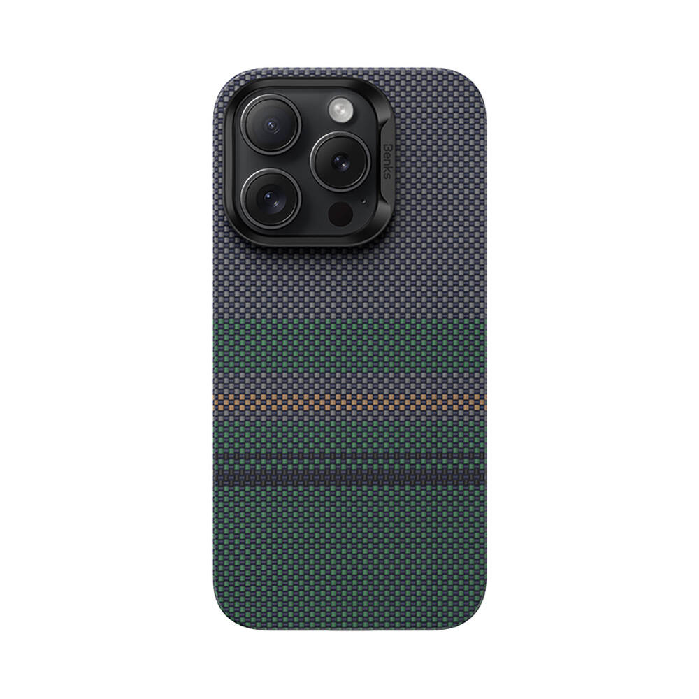 Apple iPhone 16 Pro Kılıf Magsafe Şarj Özellikli Karbon Fiber Tasarımlı Benks Aurora ArmorAir Kevlar Kapak - 1