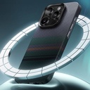 Apple iPhone 16 Pro Kılıf Magsafe Şarj Özellikli Karbon Fiber Tasarımlı Benks Aurora ArmorAir Kevlar Kapak - 11