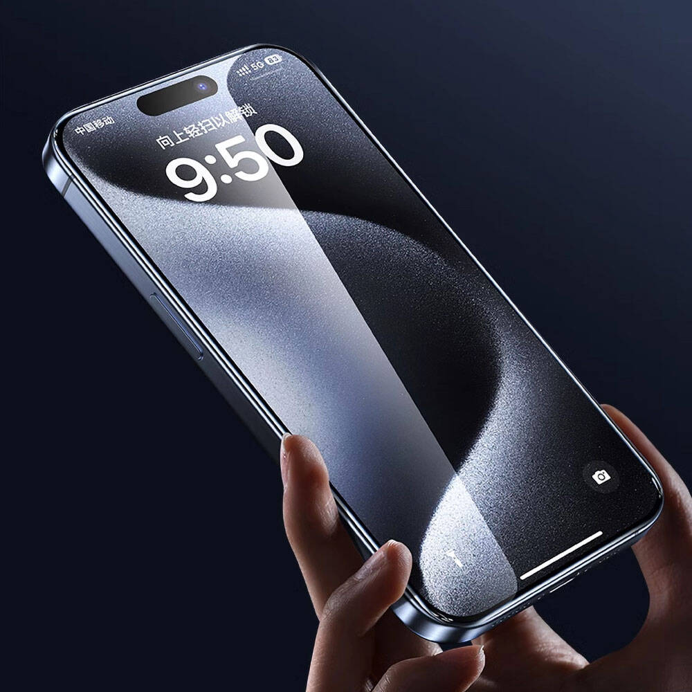 Apple iPhone 16 Pro Wiwu GT-008 Polimer Oleofobik Kaplama Şeffaf Pürüzsüz Temperli Cam Ekran Koruyucu 10'lu Paket - 5