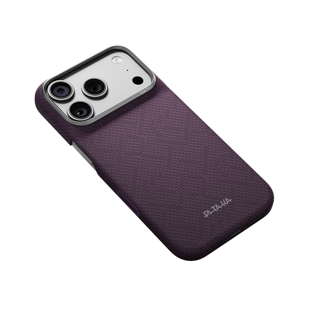 Apple iPhone 18 Pro Kılıf M-safe Şarj Özellikli Aramid Karbon Fiber Pitaka Weaving Serisi Kapak - 2