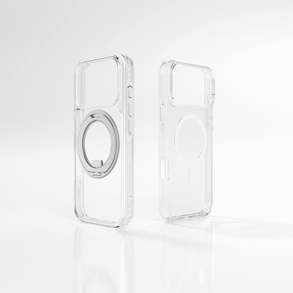 Apple iPhone 17 Pro Uyumlu Kılıf M-Safe Şarj Özellikli Airbag Tasarımlı Standlı AmazingThing Titan Pro MagSpin Kapak - 21