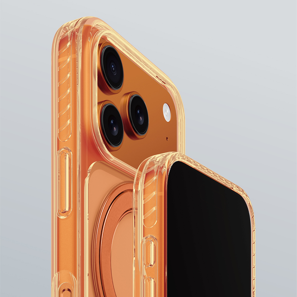 Apple iPhone 17 Pro Uyumlu Kılıf M-Safe Şarj Özellikli Airbag Tasarımlı Standlı AmazingThing Titan Pro MagSpin Kapak - 23