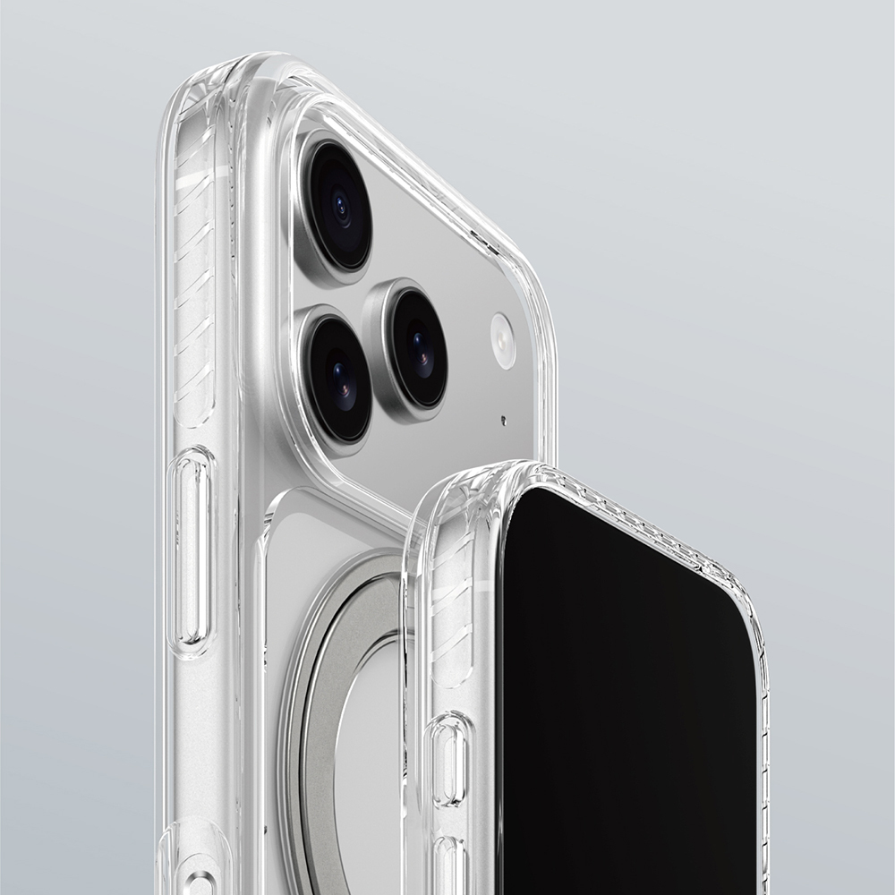 Apple iPhone 17 Pro Uyumlu Kılıf M-Safe Şarj Özellikli Airbag Tasarımlı Standlı AmazingThing Titan Pro MagSpin Kapak - 24