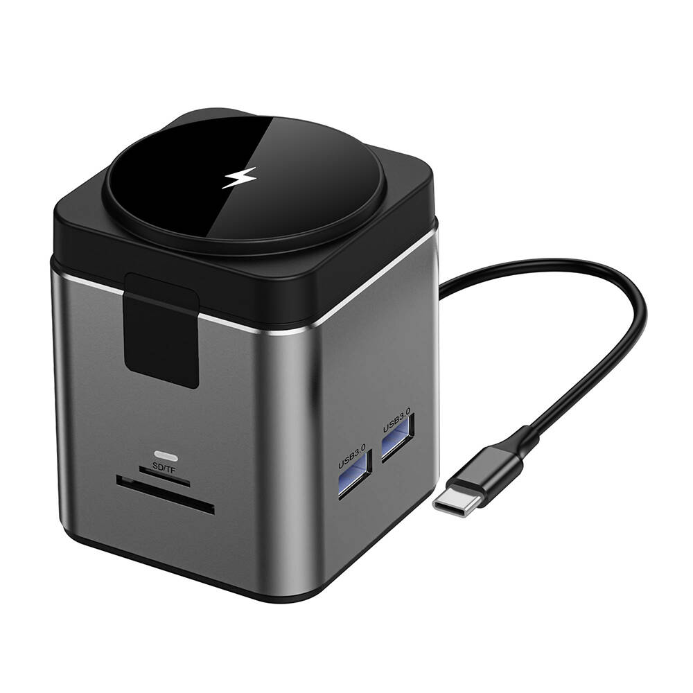 Wiwu Wi-W025 9in1 Magsafe Şarj Özellikli Type-C Hub PD 100W USB 3.0 SD/TF HDMI RJ45 - 2