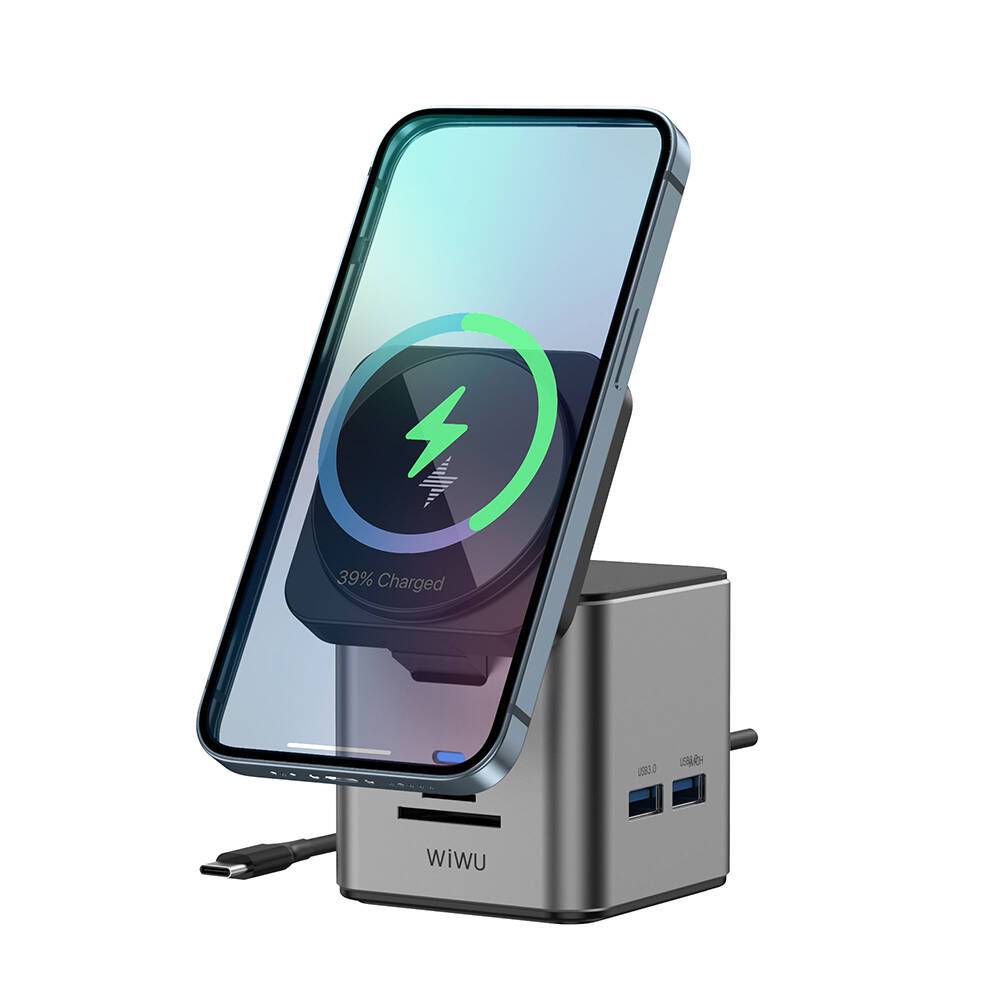Wiwu Wi-W025 9in1 Magsafe Şarj Özellikli Type-C Hub PD 100W USB 3.0 SD/TF HDMI RJ45 - 5
