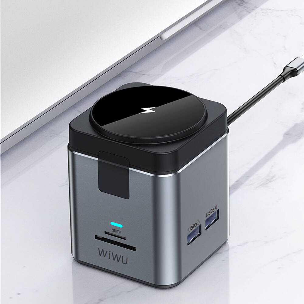 Wiwu Wi-W025 9in1 Magsafe Şarj Özellikli Type-C Hub PD 100W USB 3.0 SD/TF HDMI RJ45 - 6