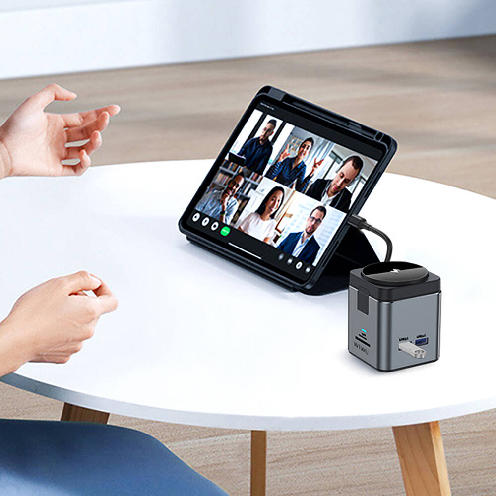Wiwu Wi-W025 9in1 Magsafe Şarj Özellikli Type-C Hub PD 100W USB 3.0 SD/TF HDMI RJ45 - 8