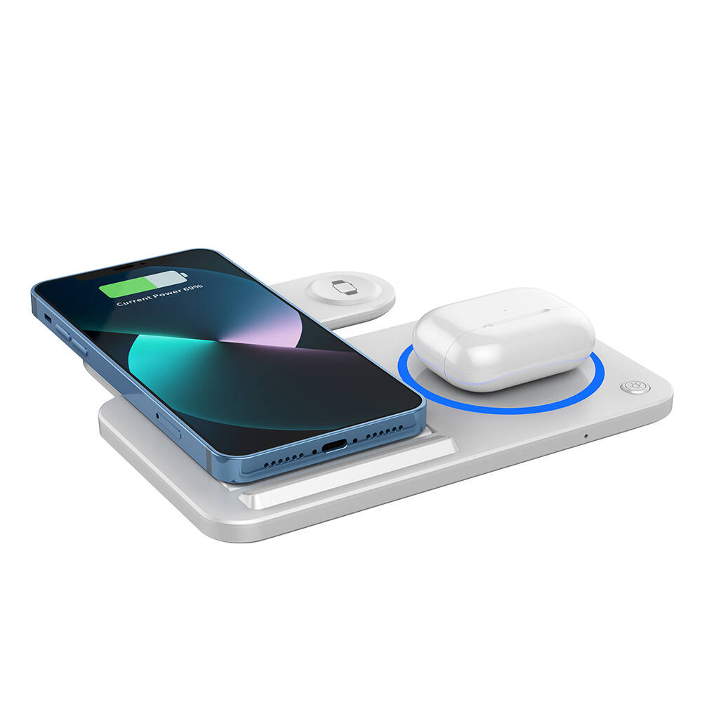 Wiwu Wi-W020 3in1 Katlanabilir Hızlı Şarj Özellikli Magnetik Kablosuz Şarj Standı - 2