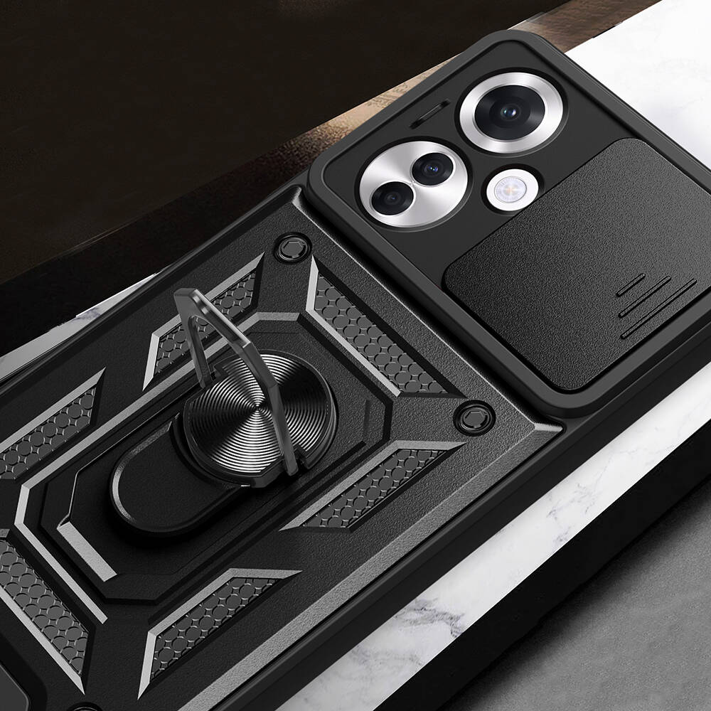 Oppo Reno 11F 5G Uyumlu Kılıf Magnetik Standlı Kamera Korumalı Zore Sürgülü Vega Kapak - 6