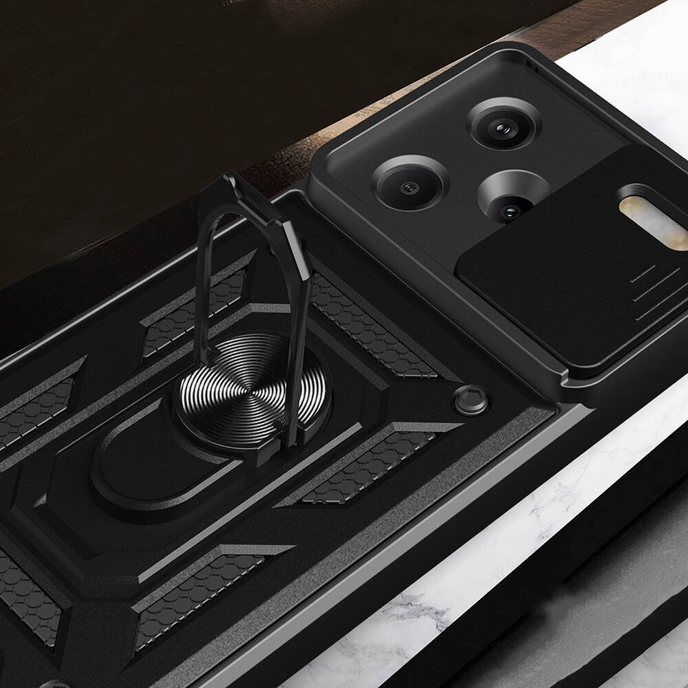 Xiaomi Redmi Note 13 Pro Plus 5G Uyumlu Kılıf Magnetik Standlı Kamera Korumalı Zore Sürgülü Vega Kapak - 6