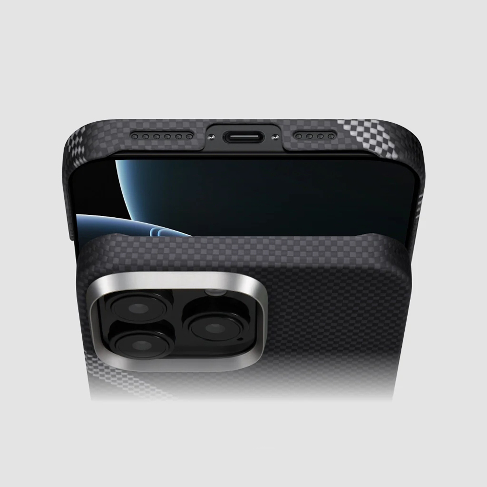 Apple iPhone 16 Pro Max Uyumlu Kılıf M-safe Şarj Özellikli Aramid Fiber Re-TROS Tasarımlı Pitaka Tactile Woven Rebuilding Serisi Kapak - 6