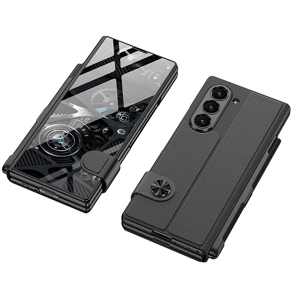 ​Samsung Galaxy Z Fold 6 Uyumlu Kılıf Kamera Korumalı Kartlıklı Kalem Bölmeli Zore Kıpta Marble Drago Kılıf - 6
