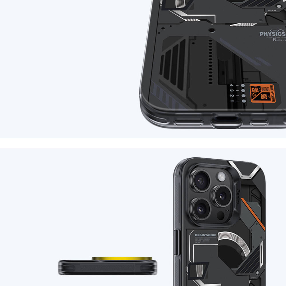 Apple iPhone 16 Pro Kılıf MagSafe Şarj Özellikli Mekanik Tasarımlı Benks Perspective Serisi Kapak - 3