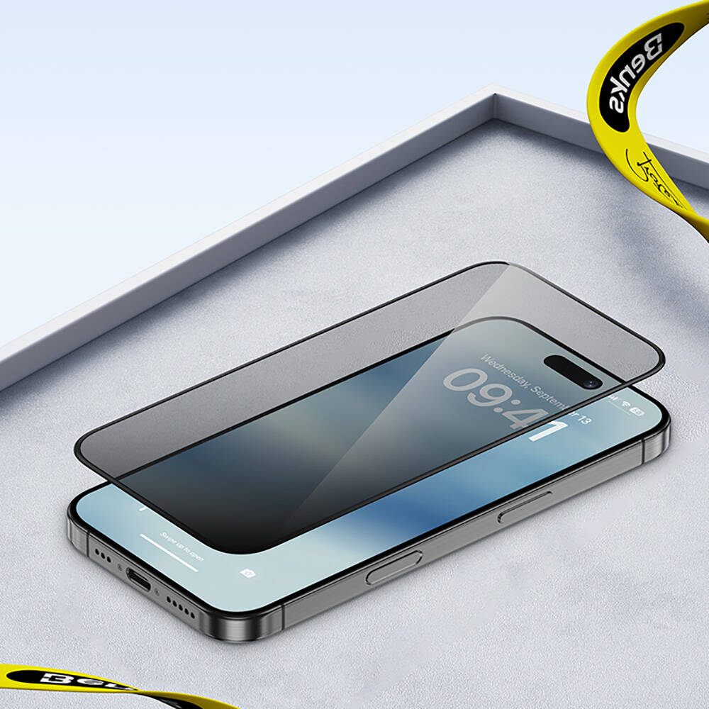 Apple iPhone 16 Pro Benks Ultra Shield 0.3mm Privacy Ekran Koruyucu + Kolay Uygulama Aparatlı - 8
