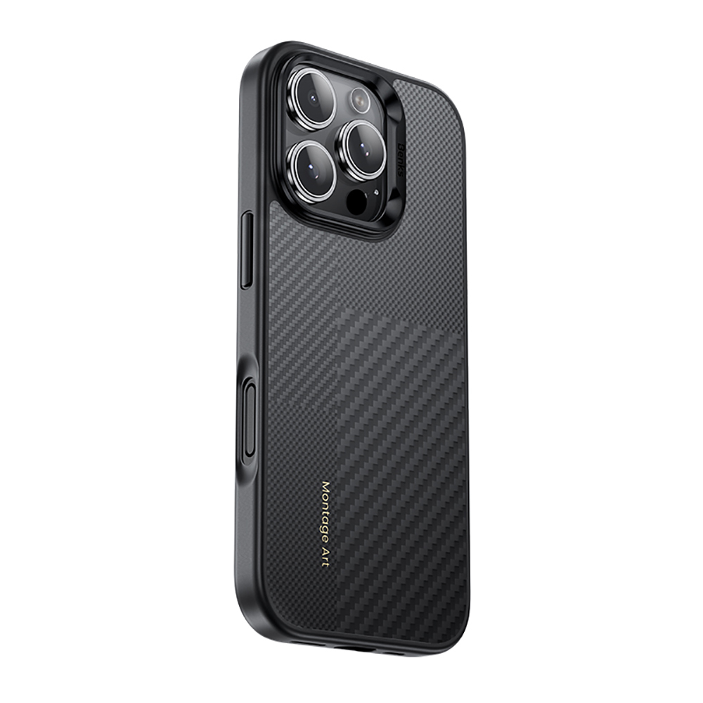 Apple iPhone 16 Pro Max Uyumlu Kılıf Karbon Fiber M-safe Şarj Özellikli Kamera Kontrol Butonlu Benks Hybrid ArmorPro Montage Kevlar Kapak - 9