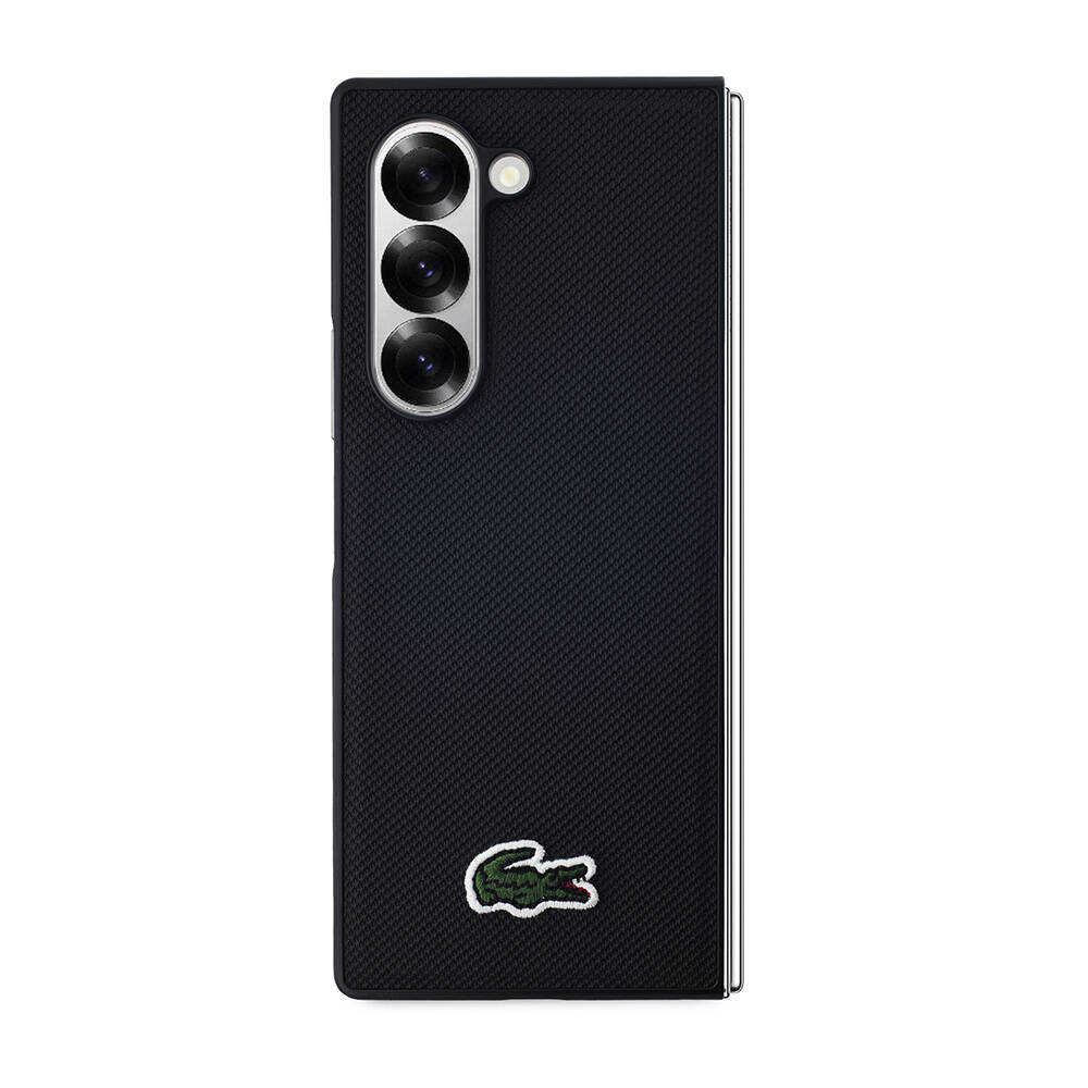 Samsung Galaxy Z Fold 6 Uyumlu Kılıf Lacoste Orjinal Lisanslı PU Pike Desenli Arka Yüzey İkonik Timsah Dokuma Logolu Kapak - 1