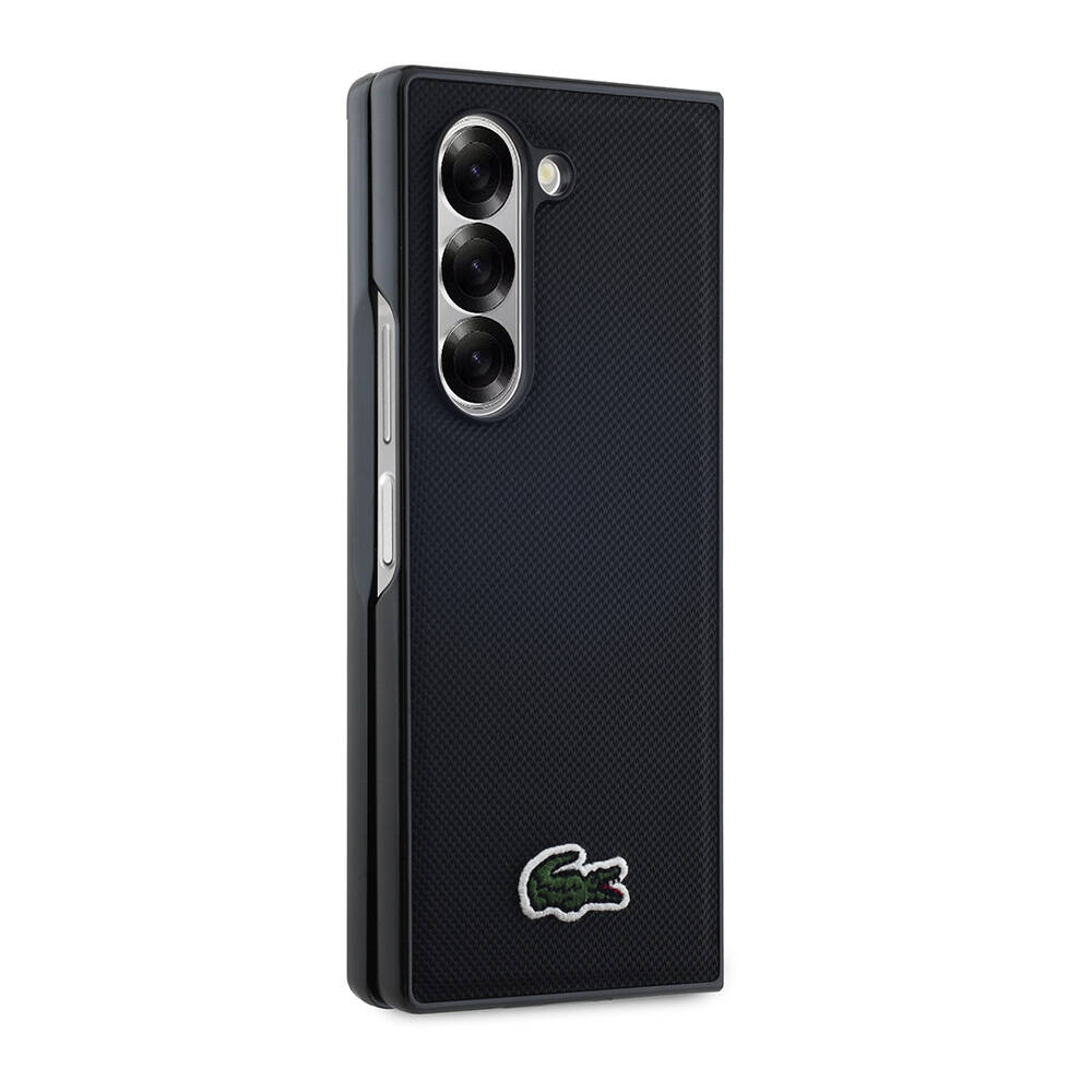 Samsung Galaxy Z Fold 6 Uyumlu Kılıf Lacoste Orjinal Lisanslı PU Pike Desenli Arka Yüzey İkonik Timsah Dokuma Logolu Kapak - 4