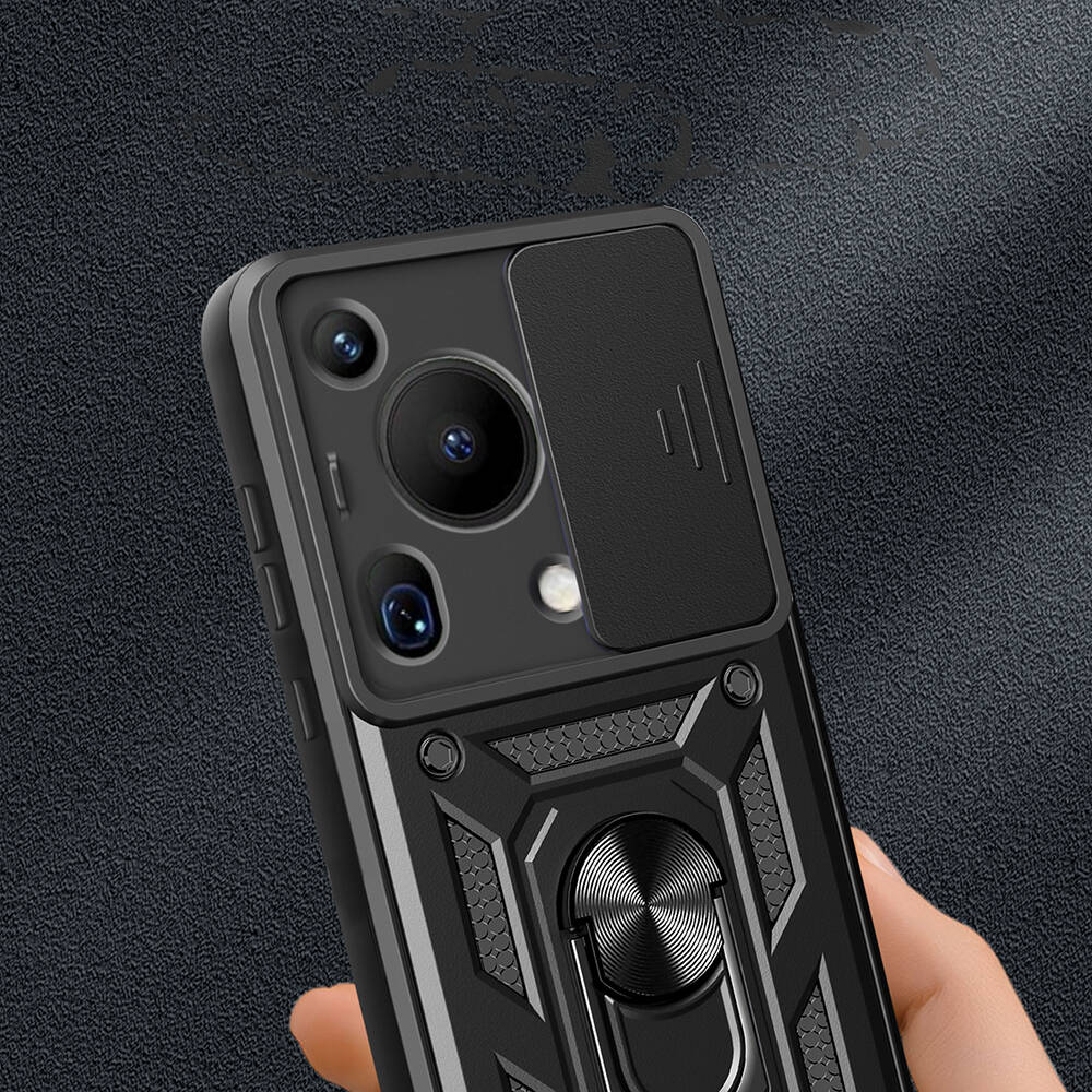 Huawei Pura 70 Ultra Uyumlu Kılıf Magnetik Standlı Kamera Korumalı Zore Sürgülü Vega Kapak - 4