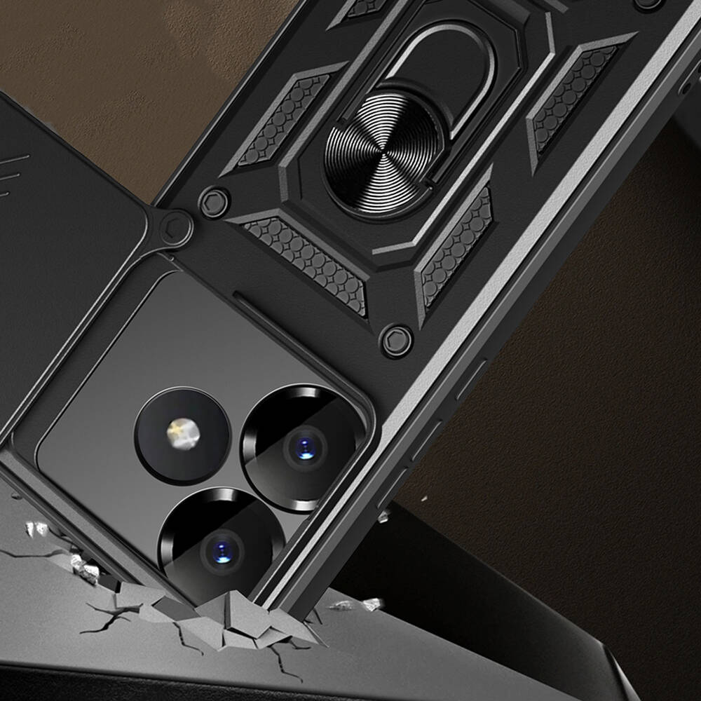 Xiaomi Poco F6 Uyumlu Kılıf Magnetik Standlı Kamera Korumalı Zore Sürgülü Vega Kapak - 2