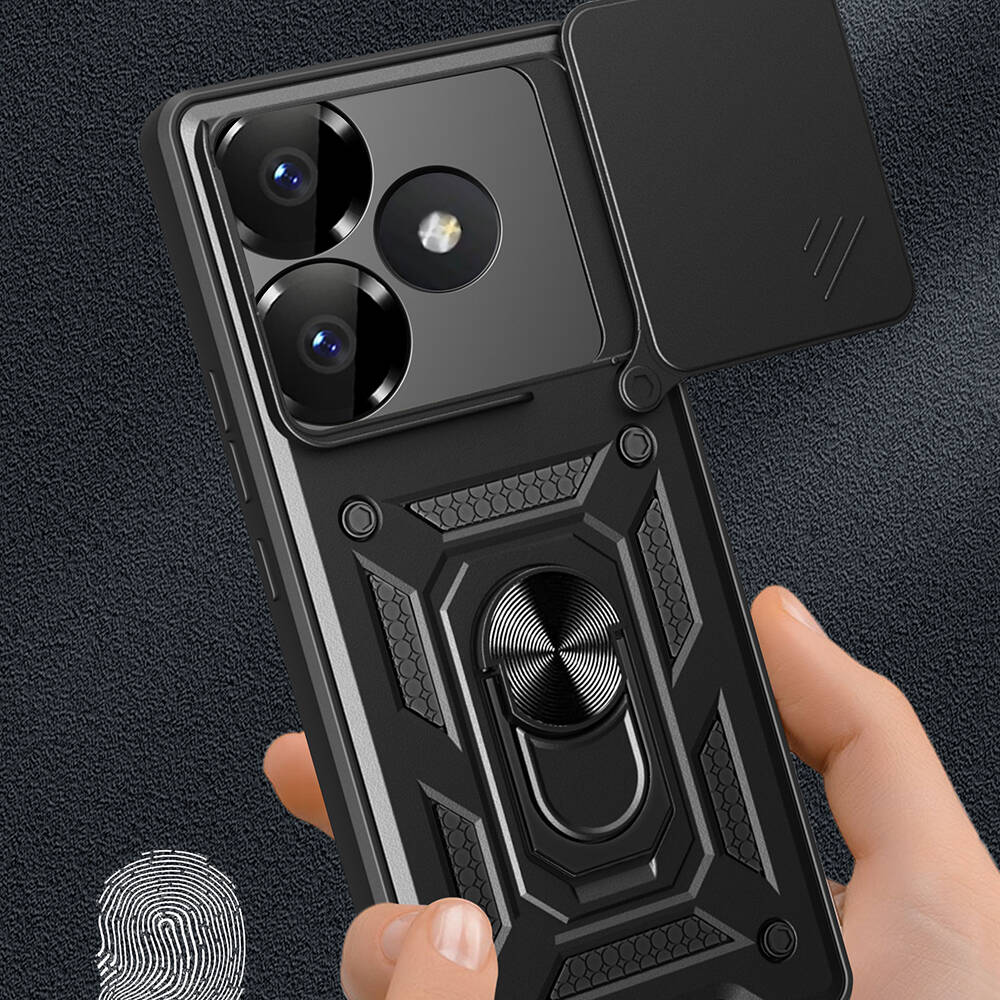Xiaomi Poco F6 Uyumlu Kılıf Magnetik Standlı Kamera Korumalı Zore Sürgülü Vega Kapak - 4