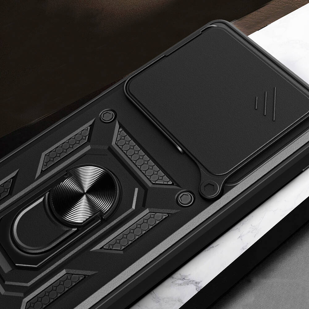 Xiaomi Poco F6 Uyumlu Kılıf Magnetik Standlı Kamera Korumalı Zore Sürgülü Vega Kapak - 6