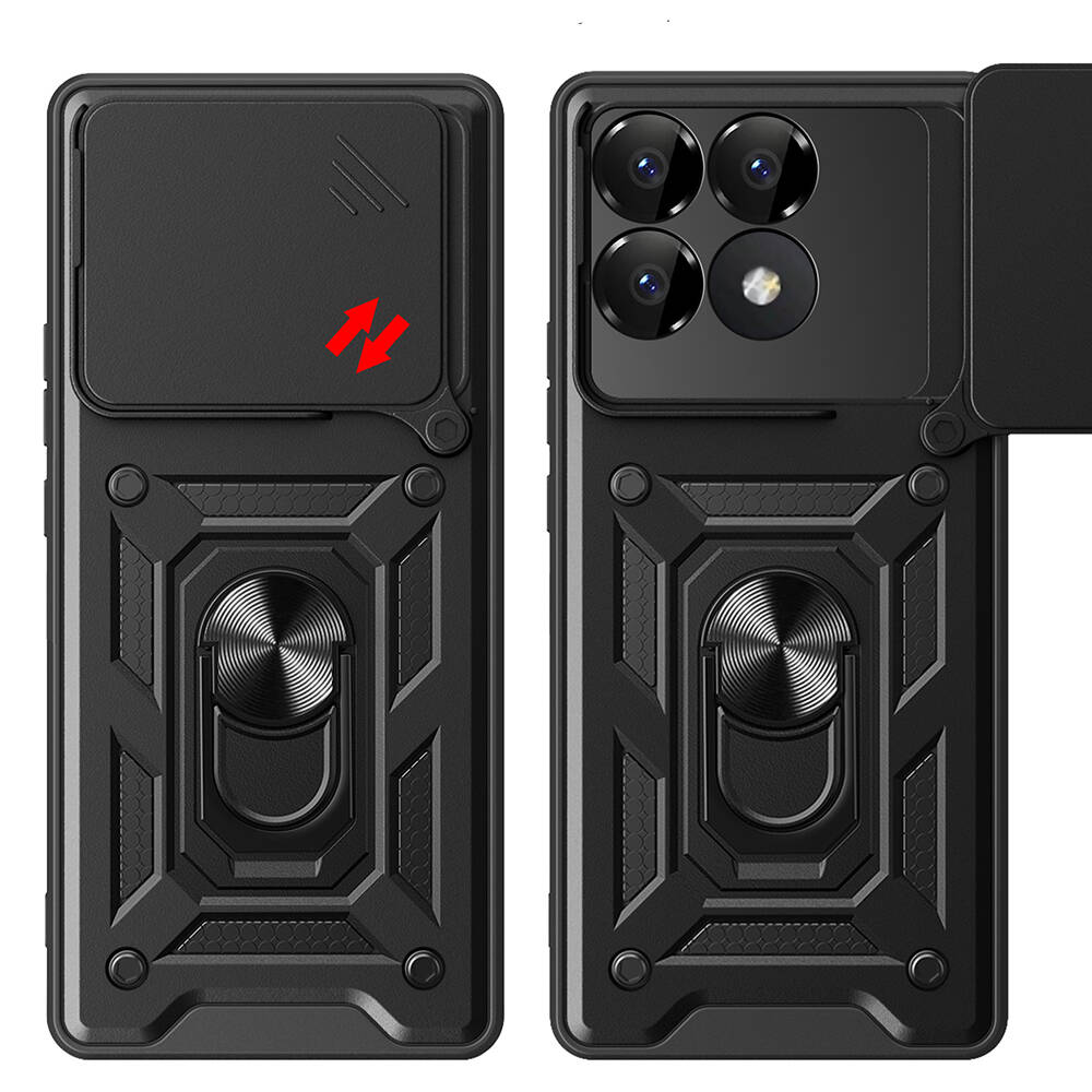 Xiaomi Poco F6 Pro Uyumlu Kılıf Magnetik Standlı Kamera Korumalı Zore Sürgülü Vega Kapak - 3