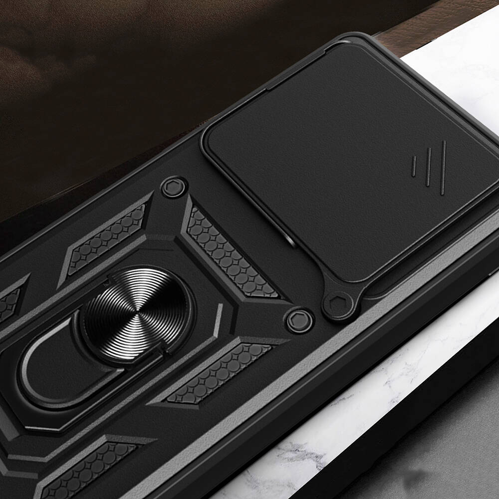 Xiaomi Poco F6 Pro Uyumlu Kılıf Magnetik Standlı Kamera Korumalı Zore Sürgülü Vega Kapak - 5