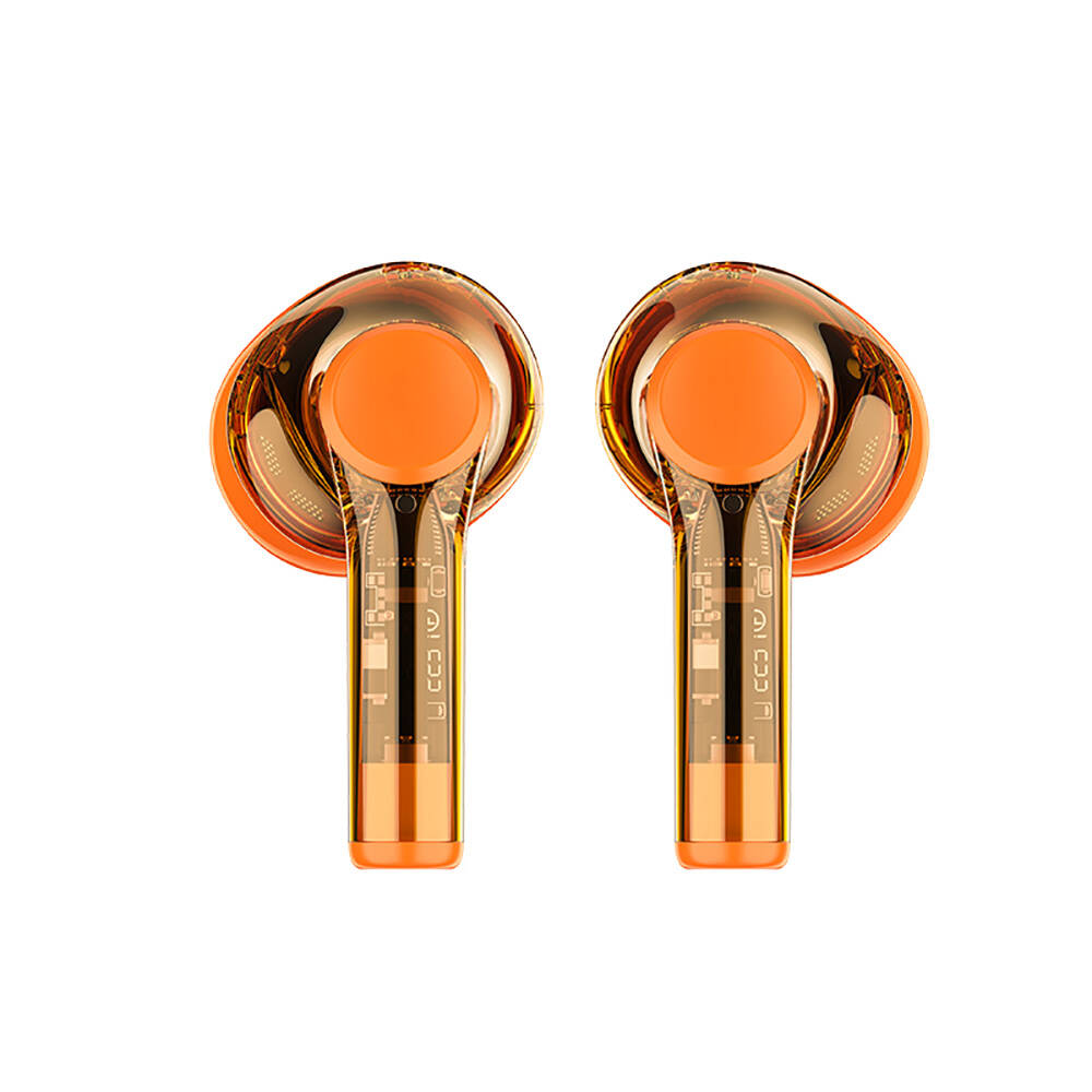 Recci REP-W50 Şeffaf Tasarım Hi-Fi Ses Kaliteli Bluetooth v.5.3 Amber Serisi Kulak İçi Kulaklık - 2