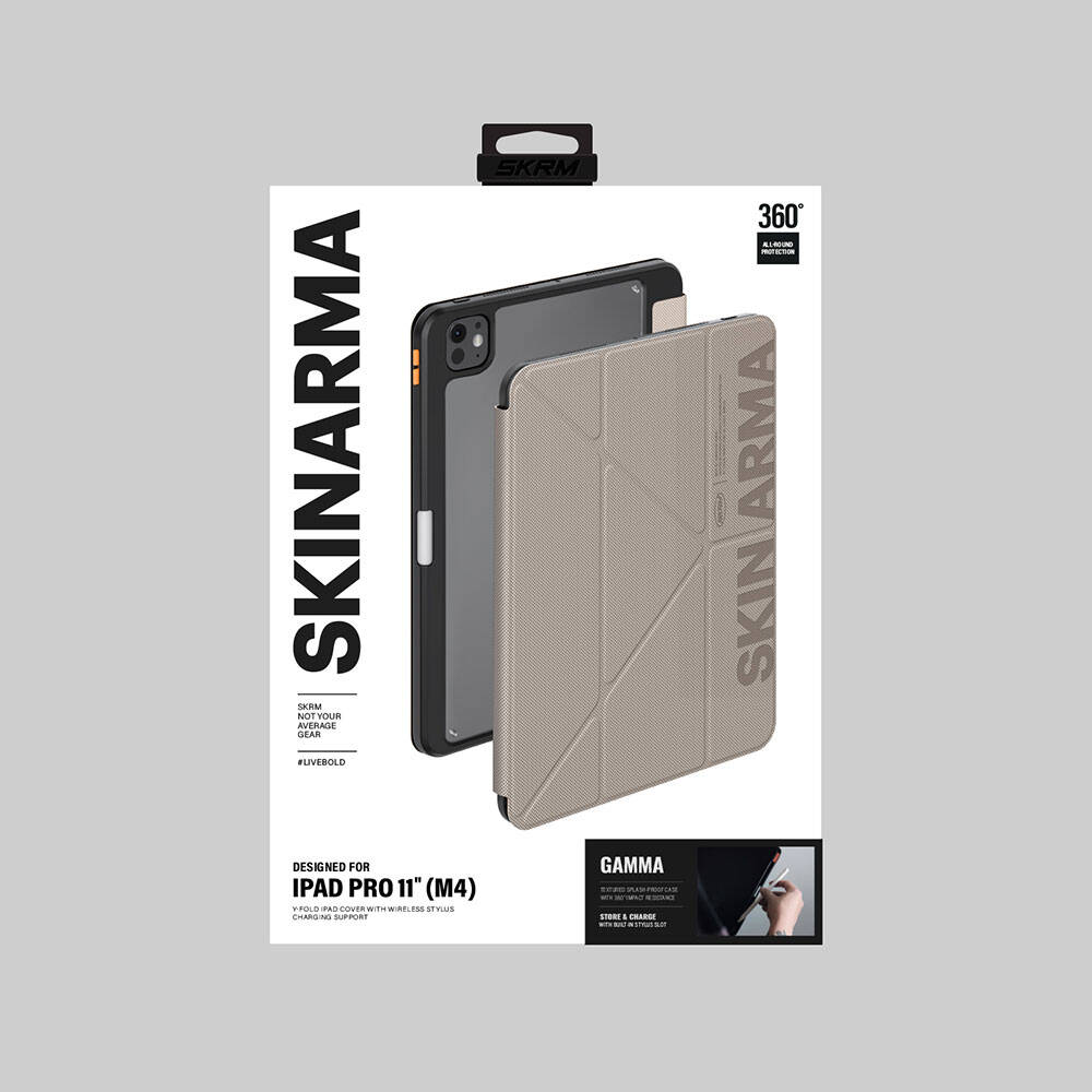 Apple iPad Pro 11 2024 Uyumlu Kılıf SkinArma Kabartma Baskı Tasarımlı 360 Tam Koruma Arkası Şeffaf Standlı Gamma Kılıf - 5