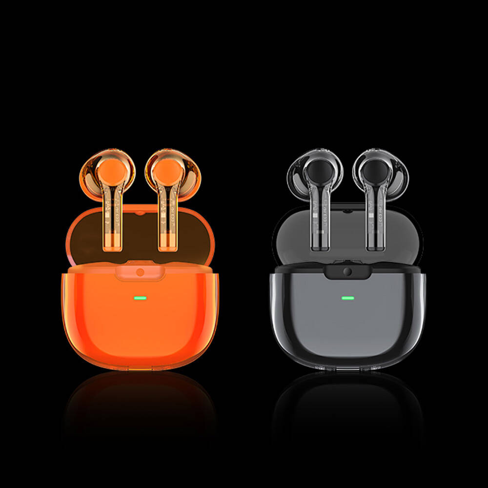 Recci REP-W50 Şeffaf Tasarım Hi-Fi Ses Kaliteli Bluetooth v.5.3 Amber Serisi Kulak İçi Kulaklık - 13