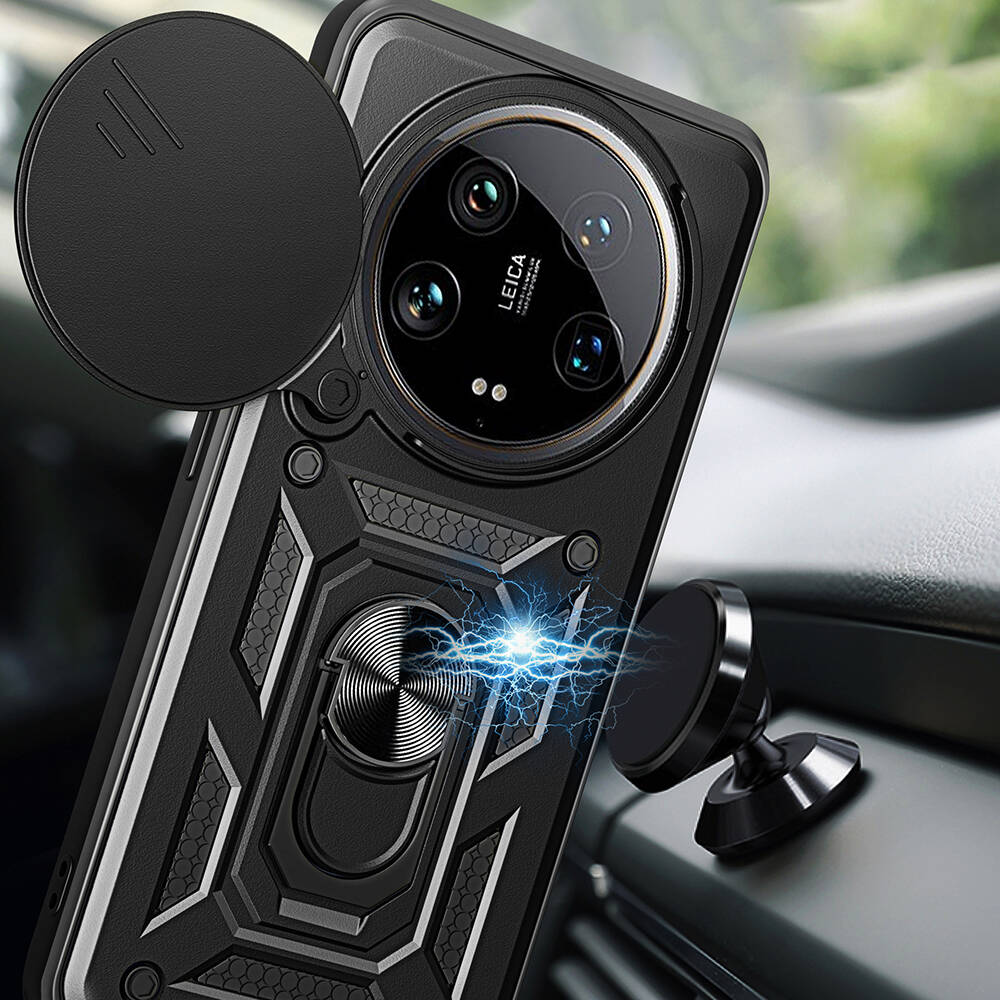 Xiaomi Mi 14 Ultra Uyumlu Kılıf Magnetik Standlı Kamera Korumalı Zore Sürgülü Vega Kapak - 3