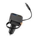 Wiwu Wi-CC033 Type-C + USB-A Hızlı Şarj Özellikli Akım Korumalı Dahili Kablolu Araç Şarj Aleti 65W - 2