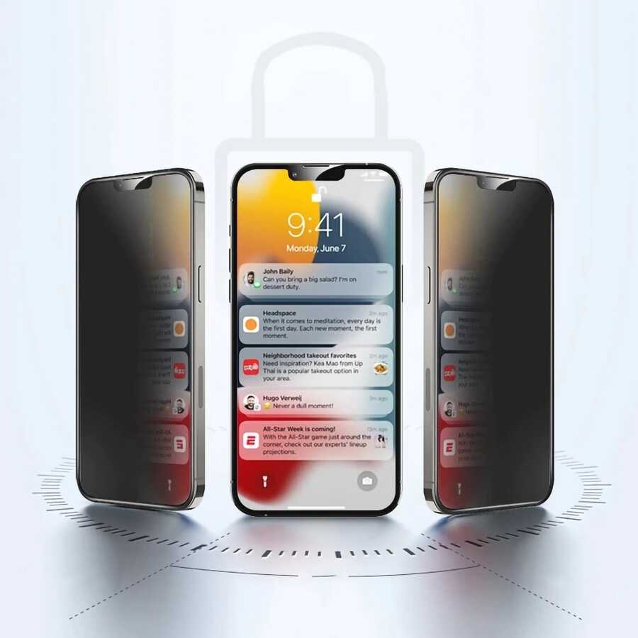 Apple iPhone 15 Pro Uyumlu Hayalet Ekran Koruyucu Davin Privacy Seramik Ekran Filmi - 2