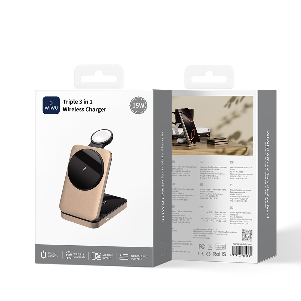 Wiwu Wi-W038 3in1 Katlanabilir Kablosuz Şarj Standı 15W - 6