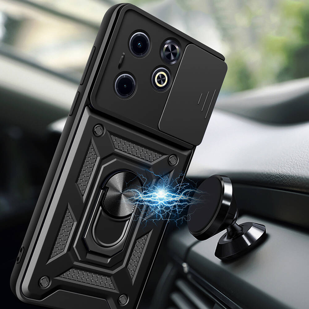 Infinix Smart 8 Uyumlu Kılıf Magnetik Standlı Kamera Korumalı Zore Sürgülü Vega Kapak - 2