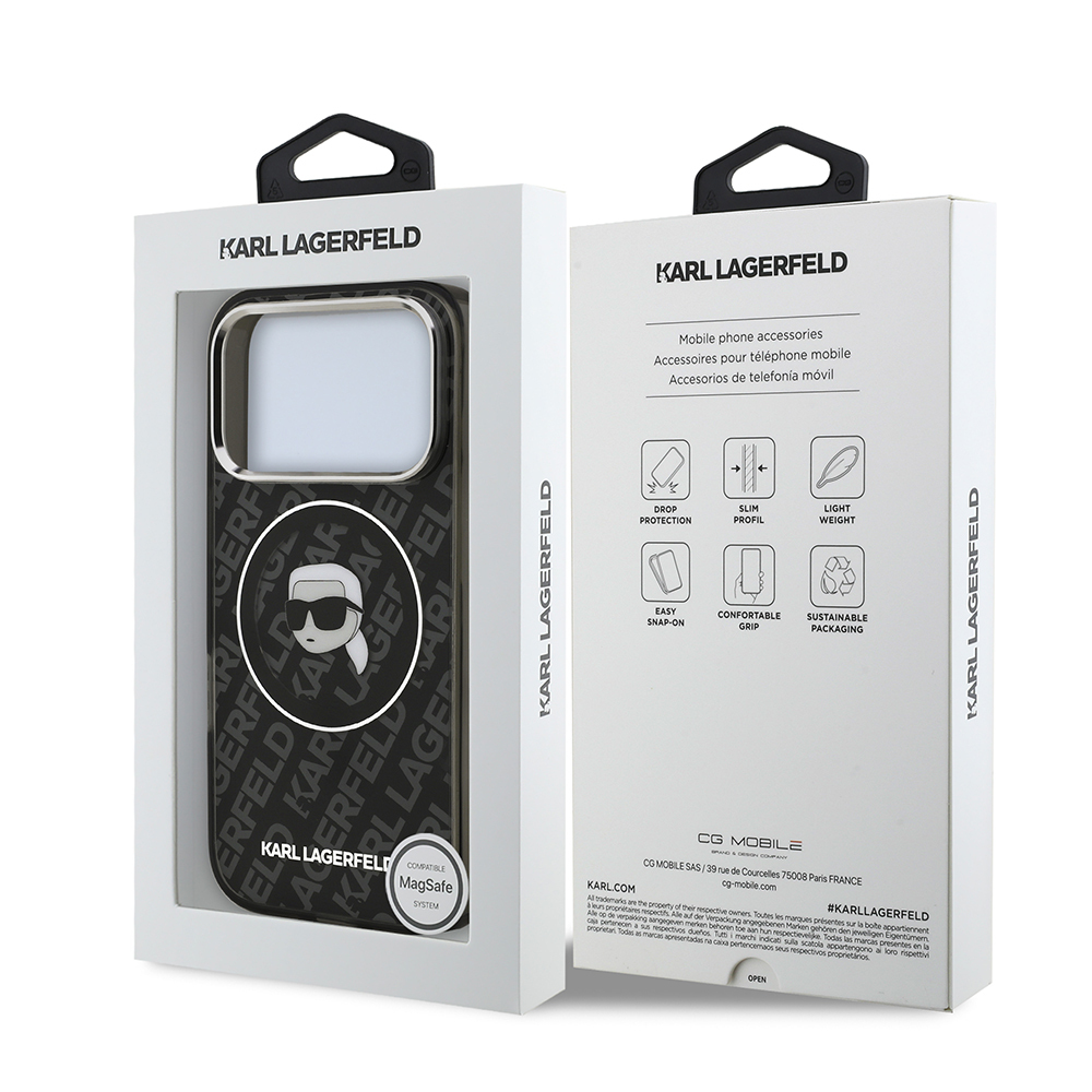 Apple iPhone 17 Pro Uyumlu Kılıf Karl Lagerfeld Orjinal Lisanslı IML Baskılı KL Heads Kapak - 7