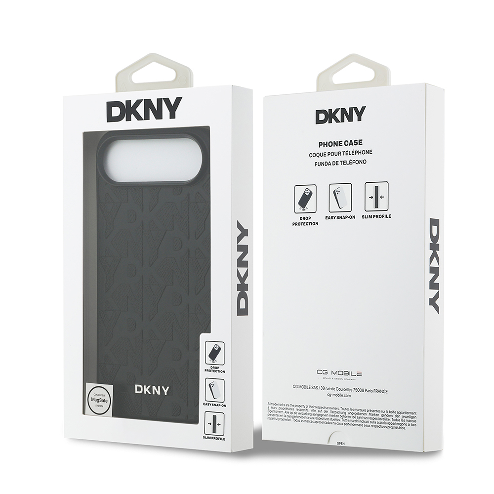 Apple iPhone 17 Air Uyumlu Kılıf DKNY Orjinal Lisanslı M-safe Şarj Özellikli 3D Yazılı Grid Pattern Kapak - 7