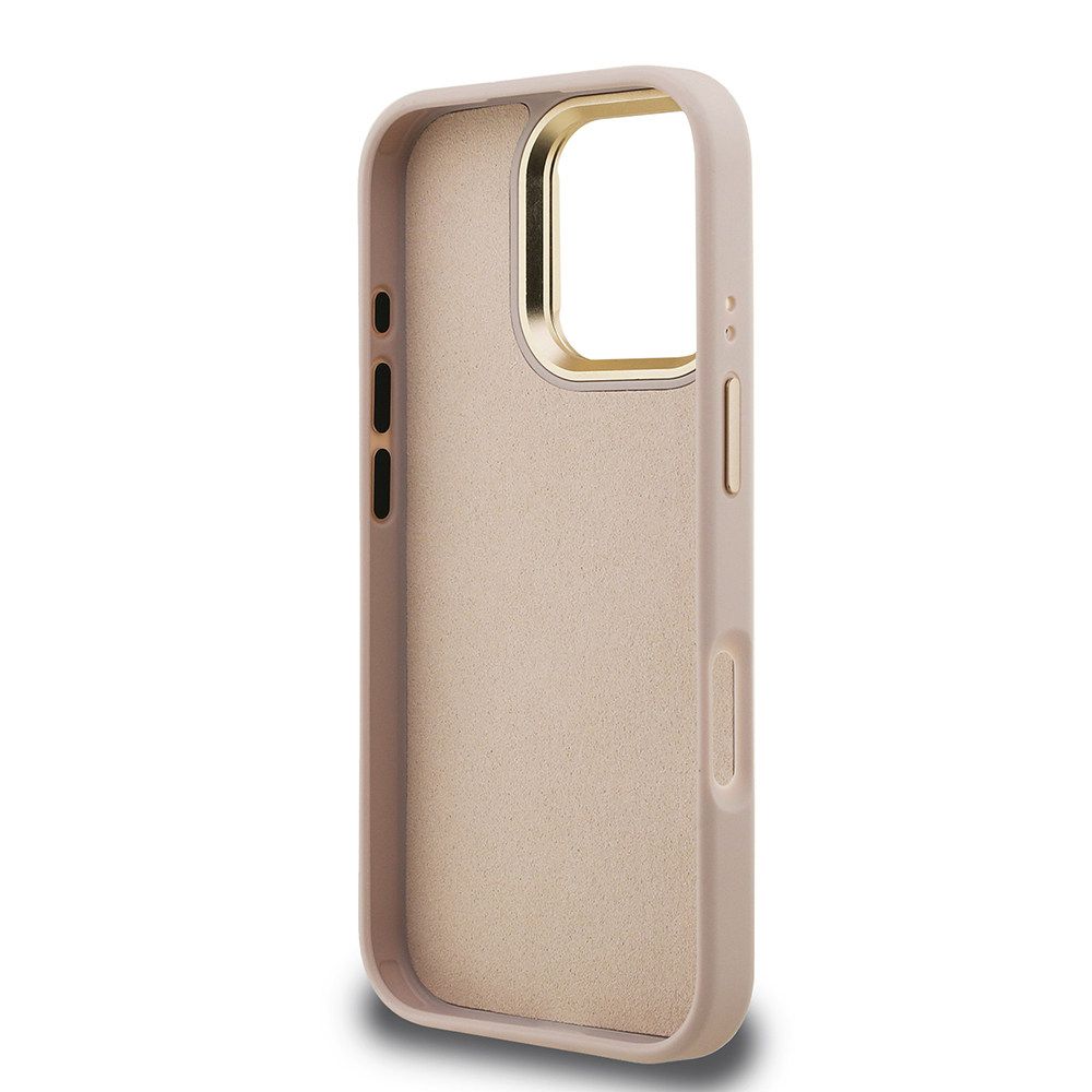 Apple iPhone 16 Pro Uyumlu Kılıf Guess Orjinal Lisanslı PU Deri 4G Desenli Metal Büyük 4G ve Yazı Logolu Kamera Standlı Kapak - 27