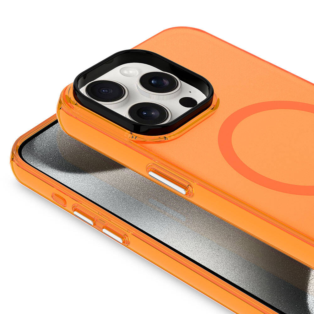 Apple iPhone 15 Pro Max Uyumlu Kılıf Zore M-safe Şarj Özellikli Buzlu Transparan C-Pro Sert Kapak - 7