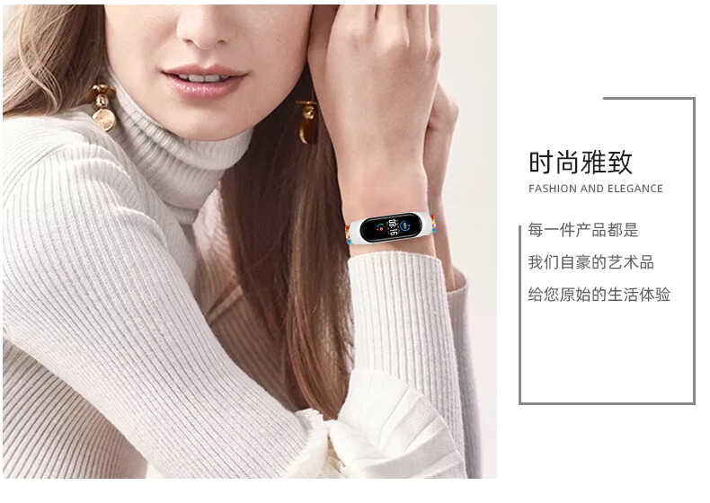 Xiaomi Mi Band 3 Uyumlu Kordon Örgü İşlemeli Yumuşak Hasır KRD-49 Kayış - 5