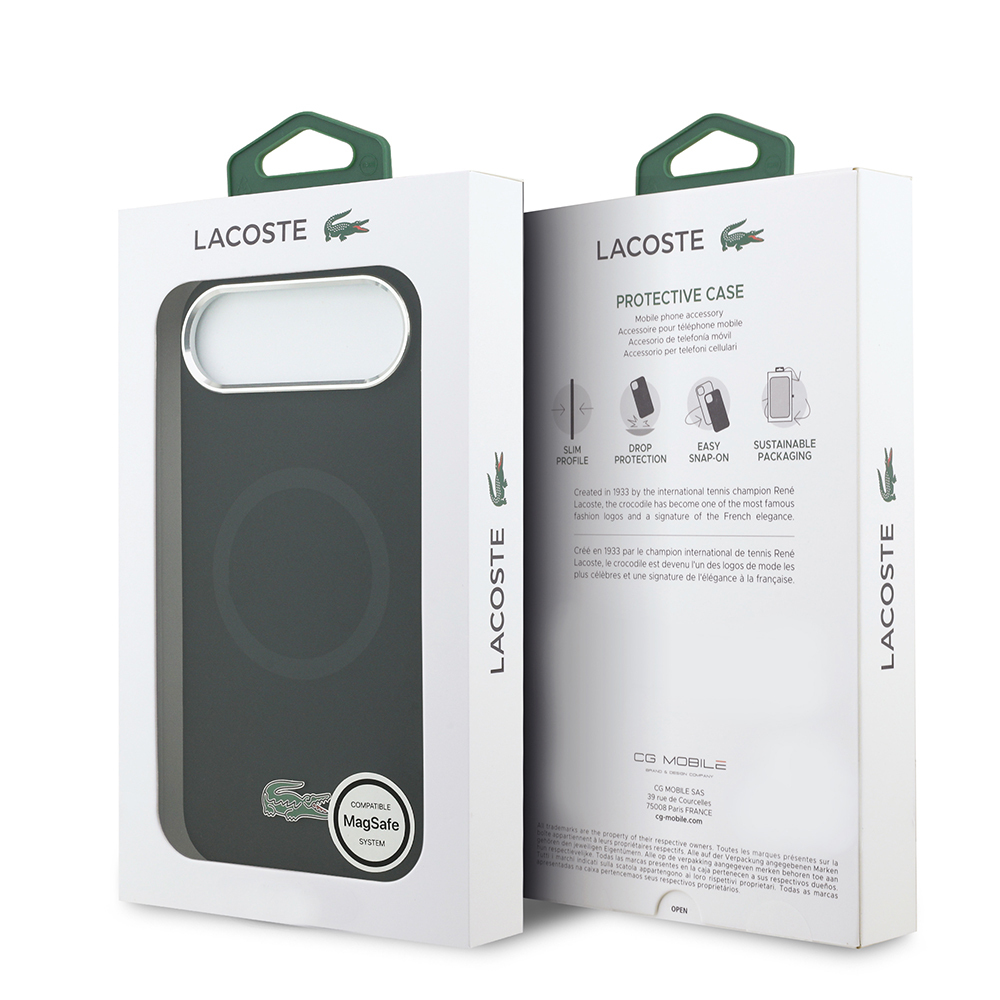 Apple iPhone 17 Air Uyumlu Kılıf Lacoste Orjinal Lisanslı M-safe Şarj Özellikli İkonik Logolu Metal Kamera Çerçeveli Silikon Kapak - 14
