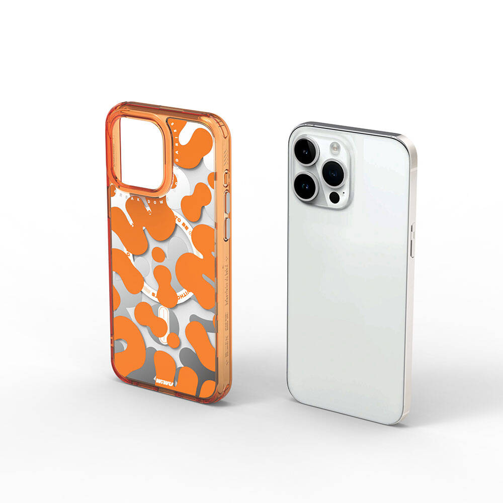 Apple iPhone 15 Pro Uyumlu Kılıf M-safe Şarj Özellikli Boya Desenli Wiwu Fluorescent G Serisi Kapak - 7