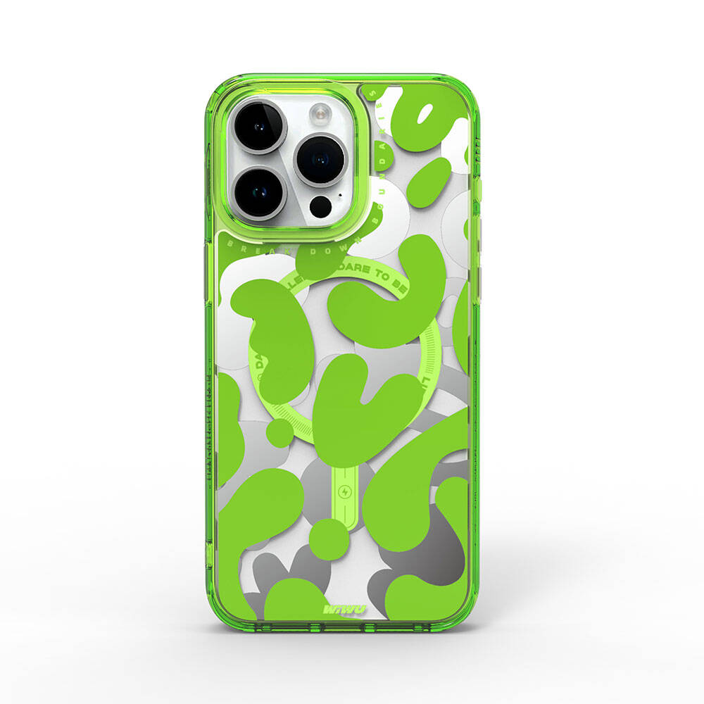 Apple iPhone 15 Pro Uyumlu Kılıf M-safe Şarj Özellikli Boya Desenli Wiwu Fluorescent G Serisi Kapak - 10