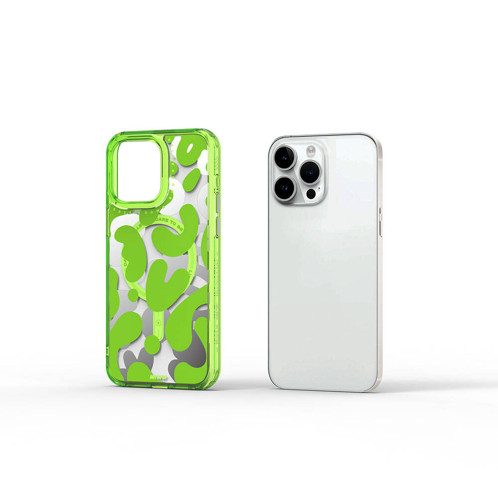 Apple iPhone 15 Pro Uyumlu Kılıf M-safe Şarj Özellikli Boya Desenli Wiwu Fluorescent G Serisi Kapak - 11