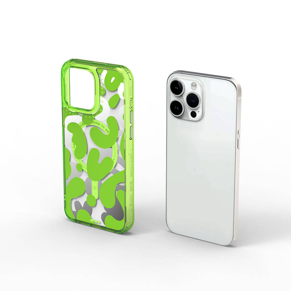 Apple iPhone 15 Pro Uyumlu Kılıf M-safe Şarj Özellikli Boya Desenli Wiwu Fluorescent G Serisi Kapak - 12