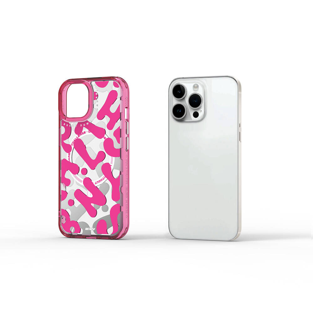 Apple iPhone 15 Pro Uyumlu Kılıf M-safe Şarj Özellikli Boya Desenli Wiwu Fluorescent G Serisi Kapak - 15