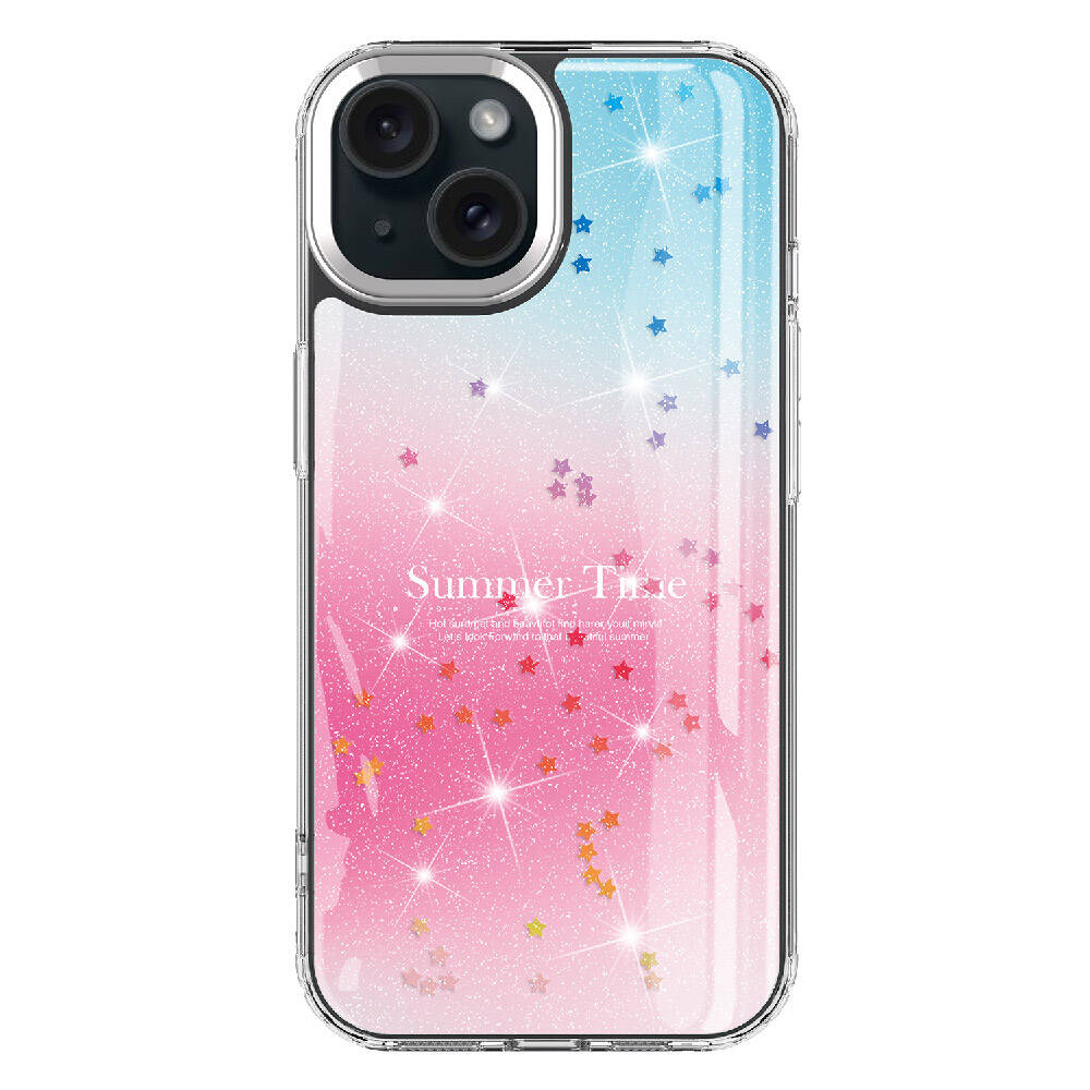 Apple iPhone 15 Uyumlu Kılıf Simli Desenli Parlak Zore Task Kapak - 1